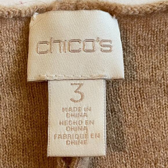 Chico's Beige/Tan Single Button Front Anna Boiled Wool Long Sweater Vest, XL - Picture 8 of 16